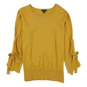 Alfani Womens Bow Sleeve Pullover Sweater, Yellow, L, DM